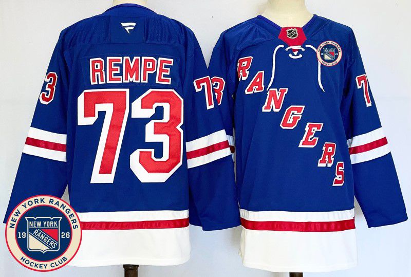 Men New York Rangers #73 Rempe Blue Fanatics 2025 NHL Jersey style 2